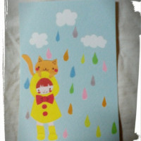 ポストカード　サマルカンドにて ポストカード　雨と猫と女の子 / ☆ヒロミンゴフラミンゴ☆