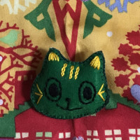 猫さん刺繍ブローチ深緑 / ☆ヒロミンゴフラミンゴ☆