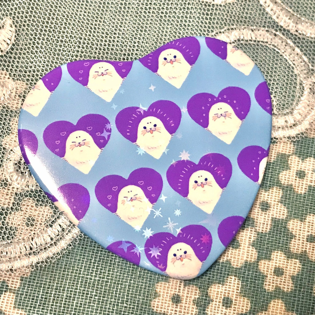 ハート缶バッジ(ブルー)