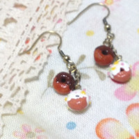 ミニチュアドーナツ・ピアス片耳用 チョコ＆ホワイトチョコスプレー / こどー