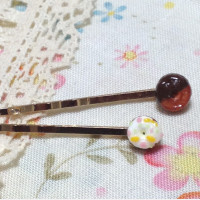ミニチュアドーナツ・ヘアピン チョコ＆ホワイトチョコスプレー / こどー