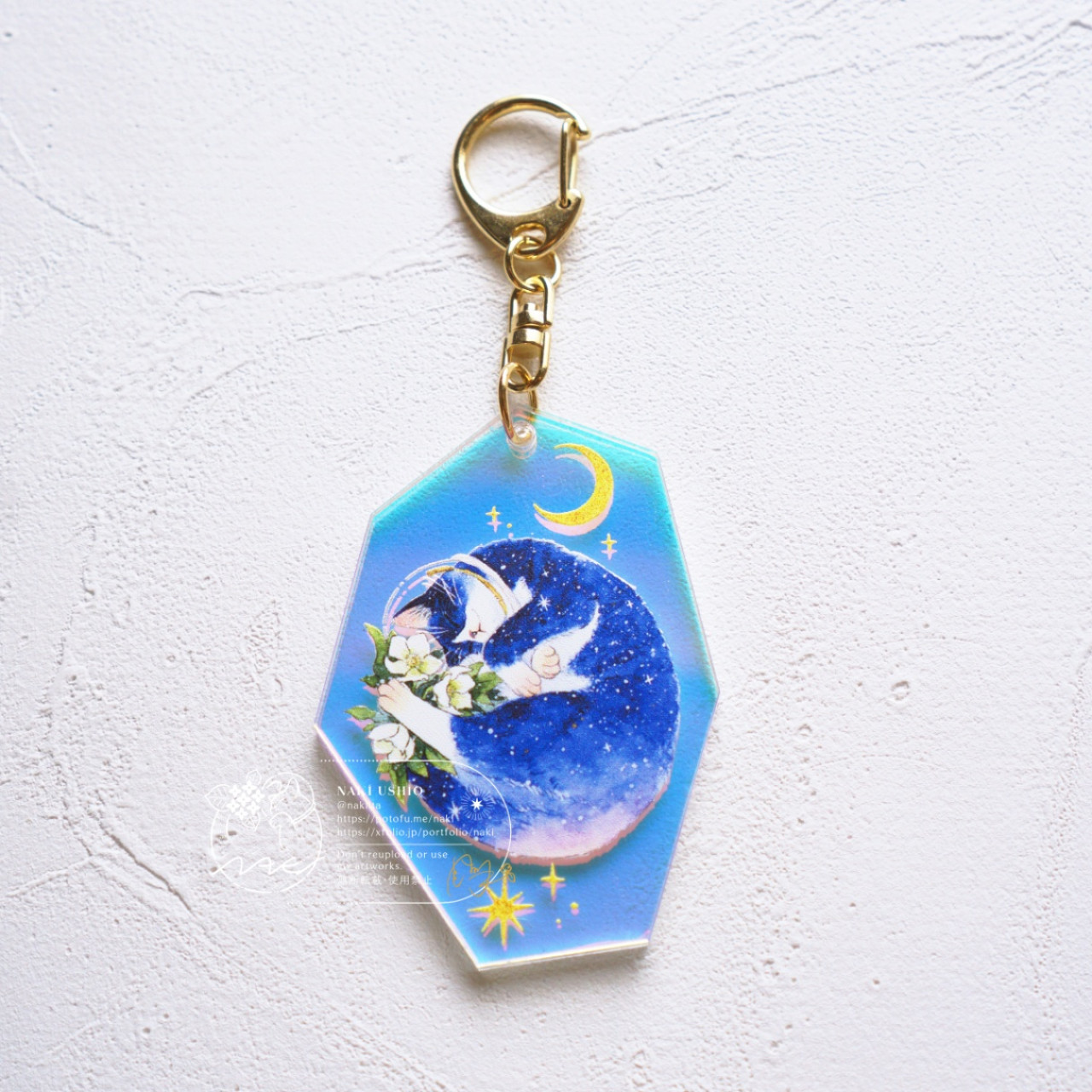 花猫アクリルキーホルダー〈月〉