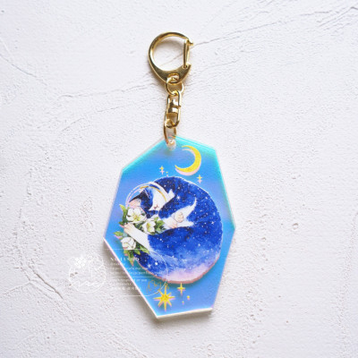 花猫アクリルキーホルダー〈月〉