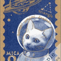白猫マイカ　スペシャルポストカード　キャプテンマイカ切手 / 金星灯百貨店