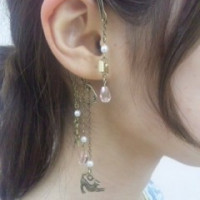 イヤーフック（片耳用） リボン＆猫 / 本田モカ