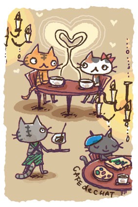 「ねこの喫茶店」ポストカード 04「ラブ猫」