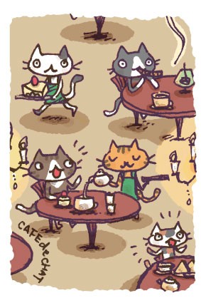 「ねこの喫茶店」ポストカード 05「一服猫」