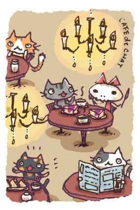 「ねこの喫茶店」ポストカード 06「茶話猫」