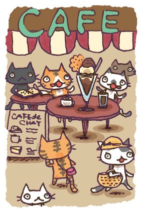 「ねこの喫茶店」ポストカード 07「甘味猫」