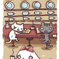 「ねこの喫茶店」ポストカード 01「泣き猫」 / 飯塚めり