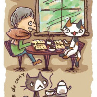 「ねこの喫茶店」ポストカード 03「読書猫」 / 飯塚めり