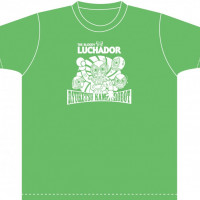 流血仮面がいっぱいTシャツ 緑(L) / TOMATO KID FACTORY