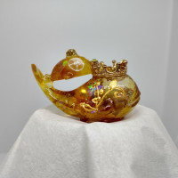 魔法鉱石のクジラ(オブジェ)黄色親子 / LUNA