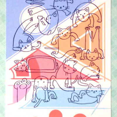 ポストカード7(紙ペラにゃんこ/色2) / メノノッカ