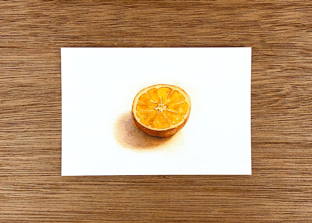 おやつのポストカード・半分に切ったオレンジ