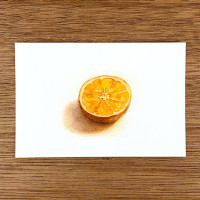 おやつのポストカード・半分に切ったオレンジ / ますとみけい