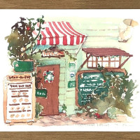 ポストカード「小さな喫茶店」 / ますとみけい