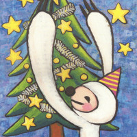 なまけものくん クリスマスポストカードA / Pink Giraffe