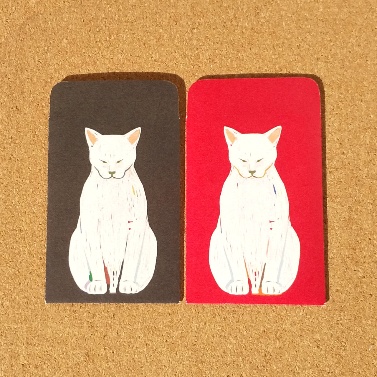猫のポチ袋/黒・水色・赤