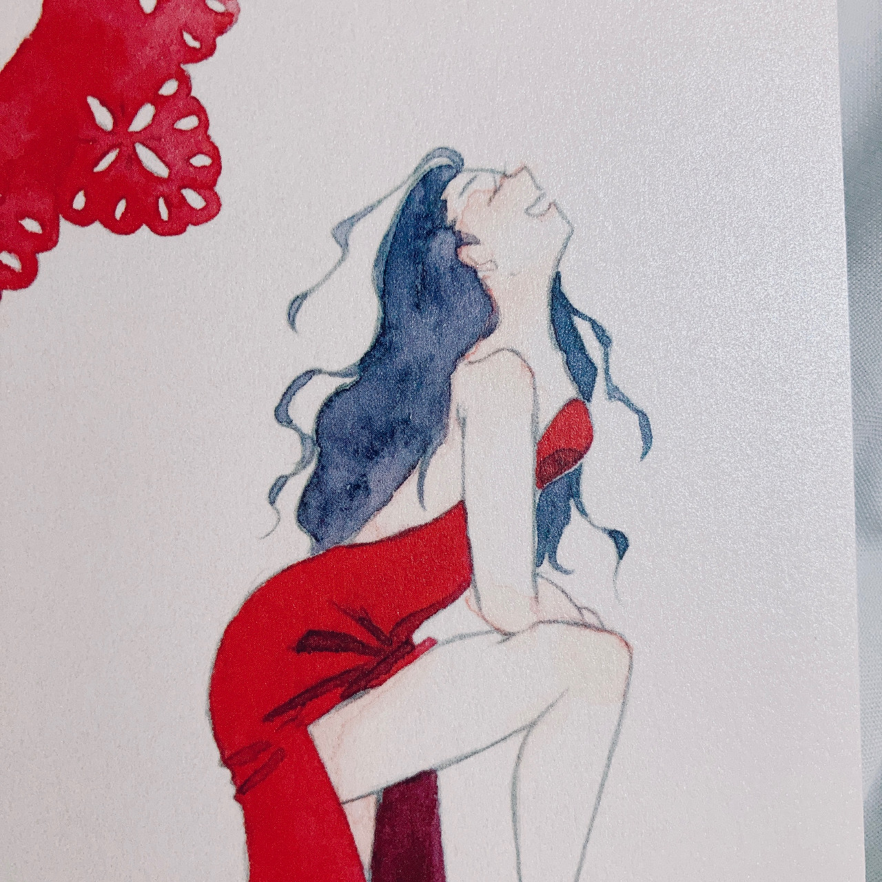 ポストカード「赤いドレス(4)」