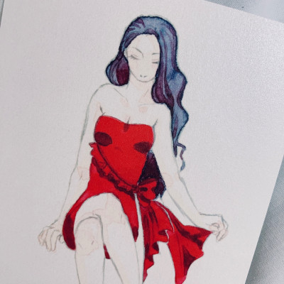 ポストカード「赤いドレス(5)」 / つかさ