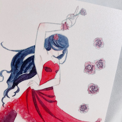 ポストカード「赤いドレス(3)」 / つかさ
