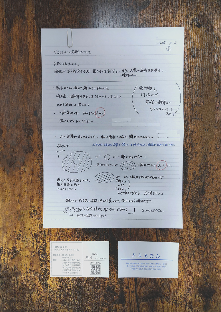 不穏な落とし物『だえるたんの名刺について』